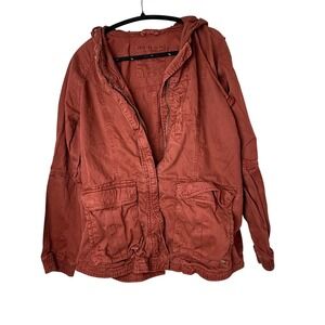 American Eagle Utility Jacket Womens‎ Medium Rust Red Hooded Cargo Zip Jacket